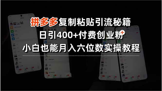 （15613期）拼多多复制粘贴引流秘籍，日引400+付费创业粉，小白也能月入六位数实操…网创项目-知识付费-在线课程-自媒体创业-网络副业-优利资源优利资源网