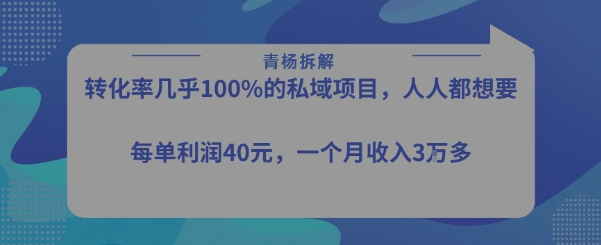 转化率最高的私域项目，每单利润40-50米，月入过1w网创项目-知识付费-在线课程-自媒体创业-网络副业-优利资源优利资源网