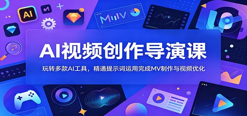 AI视频创作导演课：玩转多款AI工具，精通提示词运用完成MV制作与视频优化网创项目-知识付费-在线课程-自媒体创业-网络副业-优利资源优利资源网