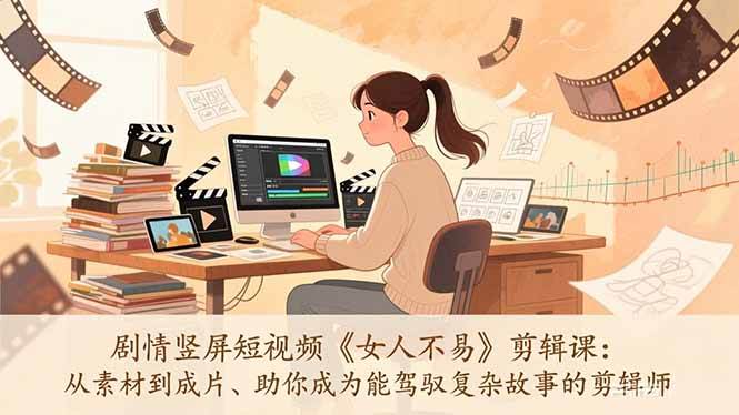 （17305期）剧情竖屏短视频《女人不易》剪辑课：从素材到成片、助你成为能驾驭复杂故事的剪辑师网创项目-知识付费-在线课程-自媒体创业-网络副业-优利资源优利资源网