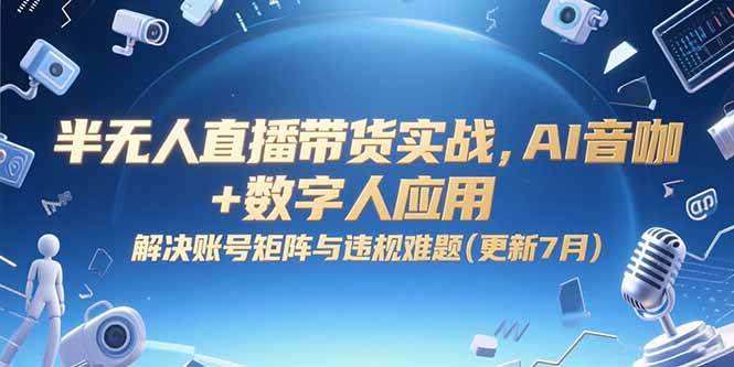 （15280期）半无人直播带货实战，AI音咖+数字人应用 解决账号矩阵与违规难题(更新7月)网创项目-知识付费-在线课程-自媒体创业-网络副业-优利资源优利资源网