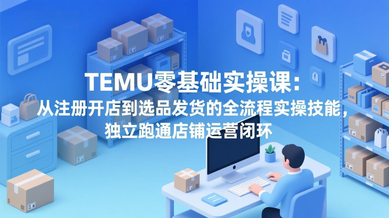 TEMU零基础实操课：从注册开店到选品发货的全流程实操技能，独立跑通店铺运营闭环网创项目-知识付费-在线课程-自媒体创业-网络副业-优利资源优利资源网