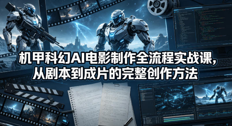 机甲科幻AI电影制作全流程实战课，从剧本到成片的完整创作方法网创项目-知识付费-在线课程-自媒体创业-网络副业-优利资源优利资源网