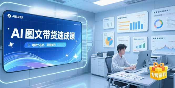 （15416期）AI图文带货速成课，养号引流秘籍，爆款选品策略，美图制作全流程网创项目-知识付费-在线课程-自媒体创业-网络副业-优利资源优利资源网