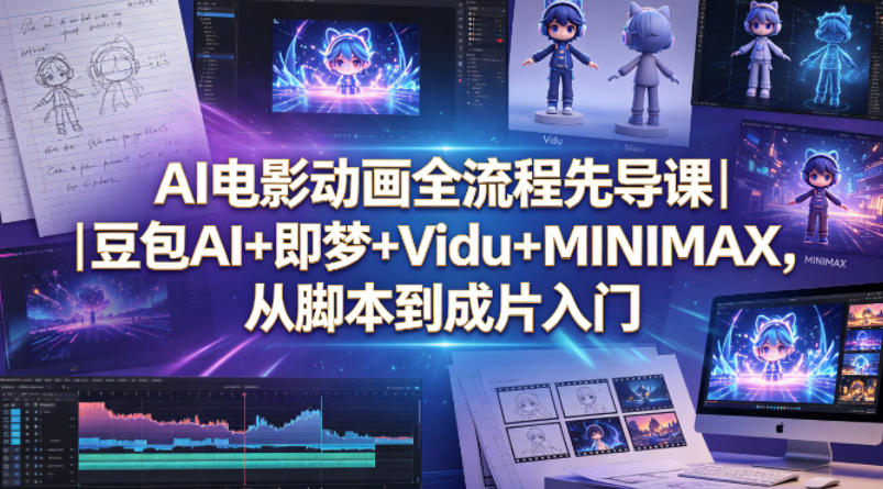 AI电影动画全流程先导课｜豆包AI+即梦+Vidu+MINIMAX，从脚本到成片入门网创项目-知识付费-在线课程-自媒体创业-网络副业-优利资源优利资源网