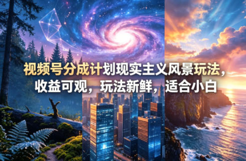 视频号分成计划现实主义风景玩法，收益可观，玩法新鲜，适合小白网创项目-知识付费-在线课程-自媒体创业-网络副业-优利资源优利资源网