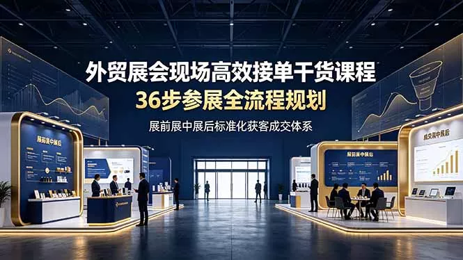 外贸展会现场高效接单干货课程，36步参展全流程规划，展前展中展后标准化获客成交体系网创项目-知识付费-在线课程-自媒体创业-网络副业-优利资源优利资源网