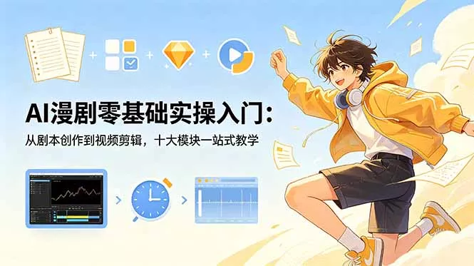 AI漫剧零基础实操入门：从剧本创作到视频剪辑，十大模块一站式教学网创项目-知识付费-在线课程-自媒体创业-网络副业-优利资源优利资源网