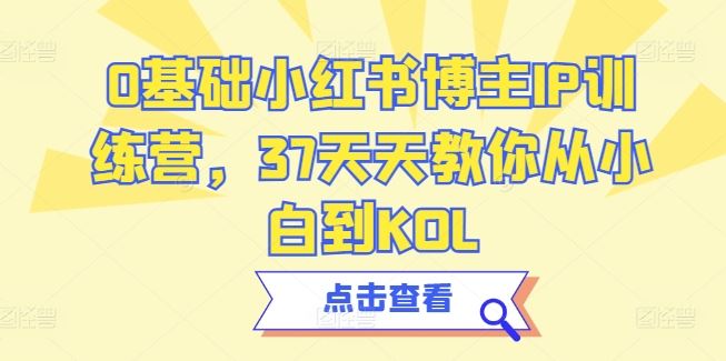 0基础小红书博主IP训练营，37天天教你从小白到KOL网创项目-知识付费-在线课程-自媒体创业-网络副业-优利资源优利资源网