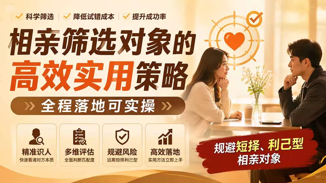 付费文章：相亲筛选对象的高效实用策略，全程落地可实操，规避短择、利己型相亲对象网创项目-知识付费-在线课程-自媒体创业-网络副业-优利资源优利资源网