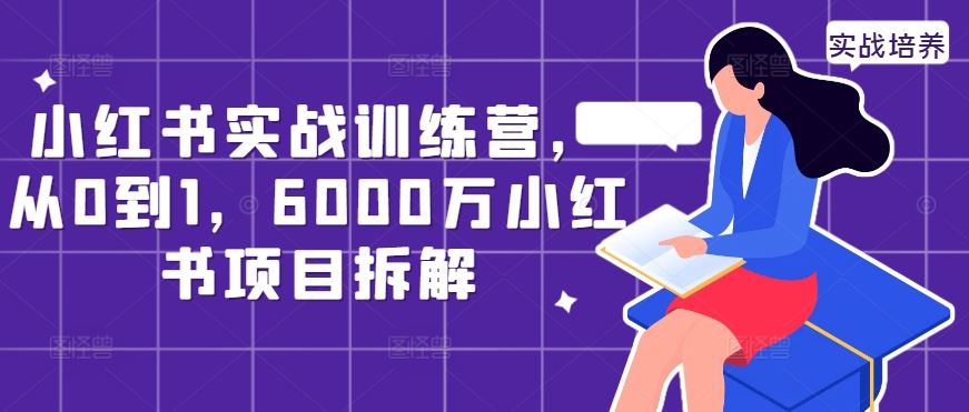 小红书实战训练营，从0到1，6000万小红书项目拆解网创项目-知识付费-在线课程-自媒体创业-网络副业-优利资源优利资源网