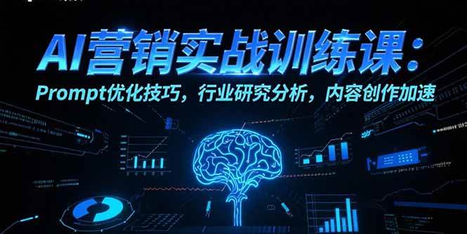 （15465期）AI营销实战训练课：Prompt优化技巧，行业研究分析，内容创作加速网创项目-知识付费-在线课程-自媒体创业-网络副业-优利资源优利资源网