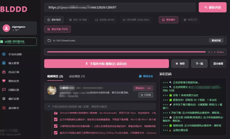 哔哩哔哩b站视频最新下载工具，支持合集下载，字幕、声音下载，BLDDD