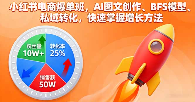 小红书电商爆单班，AI图文创作、BFS模型、私域转化，快速掌握增长方法网创项目-知识付费-在线课程-自媒体创业-网络副业-优利资源优利资源网