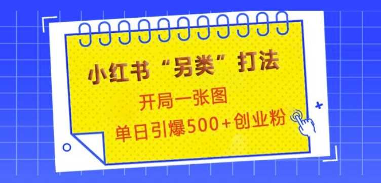 小红书“另类”打法，开局一张图，单日引爆500+精准创业粉【揭秘】网创项目-知识付费-在线课程-自媒体创业-网络副业-优利资源优利资源网