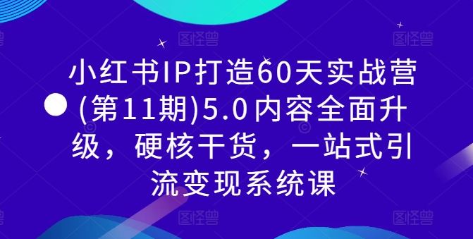 小红书IP打造60天实战营(第11期)5.0内容全面升级，硬核干货，一站式引流变现系统课网创项目-知识付费-在线课程-自媒体创业-网络副业-优利资源优利资源网