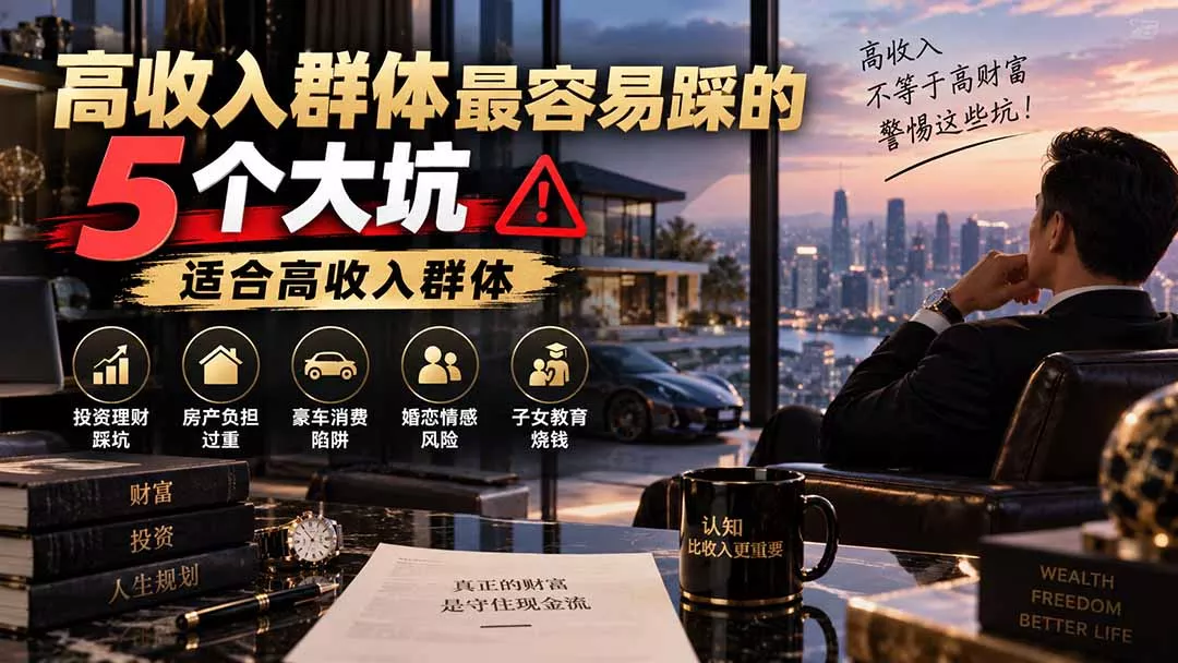 付费文章：高收入群体最容易踩的5个大坑，适合高收入群体网创项目-知识付费-在线课程-自媒体创业-网络副业-优利资源优利资源网