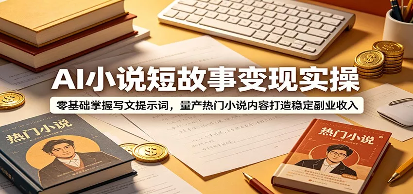 AI小说短故事变现实操：零基础掌握写文提示词，量产热门小说内容打造稳定副业收入网创项目-知识付费-在线课程-自媒体创业-网络副业-优利资源优利资源网