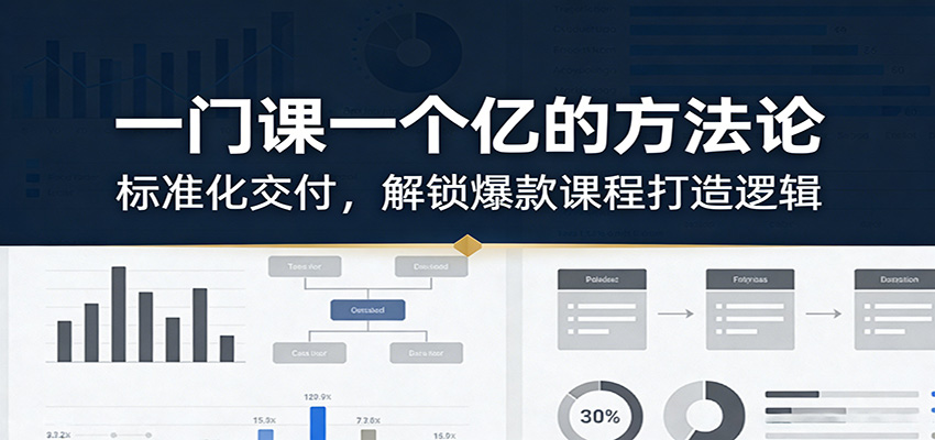 一门课一个亿的方法论：标准化交付，解锁爆款课程打造逻辑网创项目-知识付费-在线课程-自媒体创业-网络副业-优利资源优利资源网