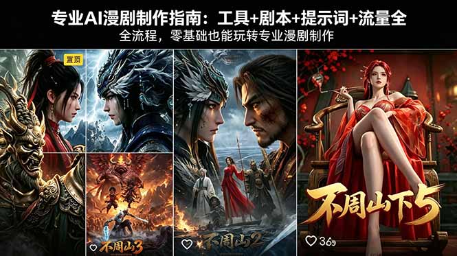 专业AI漫剧制作指南：工具+剧本+提示词+流量全流程，零基础也能玩转专业漫剧制作网创项目-知识付费-在线课程-自媒体创业-网络副业-优利资源优利资源网