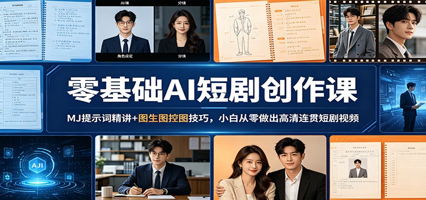 零基础AI短剧创作课：MJ提示词精讲+图生图控图技巧，小白从零做出高清连贯短剧视频网创项目-知识付费-在线课程-自媒体创业-网络副业-优利资源优利资源网