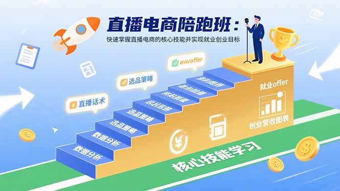 （15900期）直播电商陪跑班：快速掌握直播电商的核心技能并实现就业/创业目标网创项目-知识付费-在线课程-自媒体创业-网络副业-优利资源优利资源网