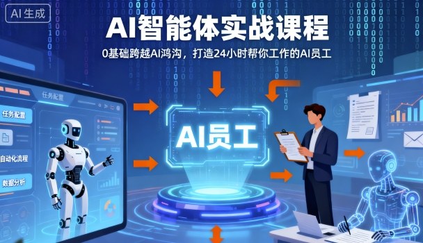 Ai智能体实战课程，0基础跨越Ai鸿沟，打造24小时帮你工作的Ai员工，打破常规，以实战定义Ai网创项目-知识付费-在线课程-自媒体创业-网络副业-优利资源优利资源网