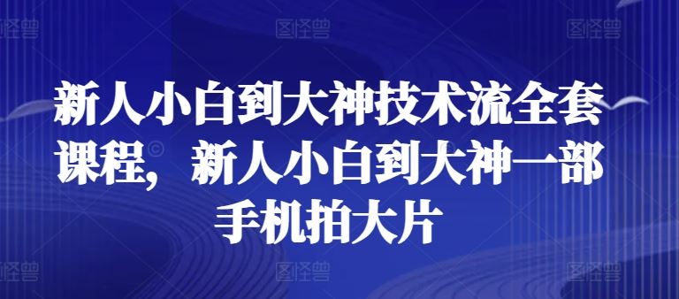 新人小白到大神技术流全套课程，新人小白到大神一部手机拍大片网创项目-知识付费-在线课程-自媒体创业-网络副业-优利资源优利资源网