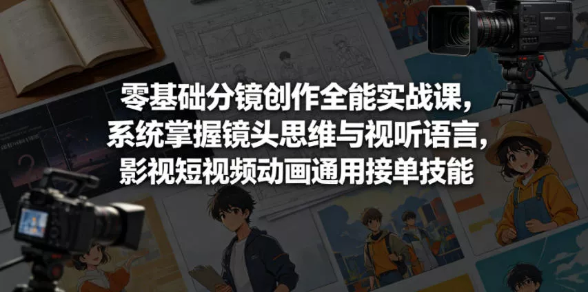 零基础分镜创作全能实战课，系统掌握镜头思维与视听语言，影视短视频动画通用接单技能网创项目-知识付费-在线课程-自媒体创业-网络副业-优利资源优利资源网