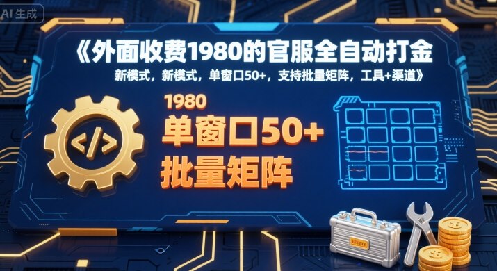 外面收费1980的官服全自动打金，新模式，单窗口50+，支持批量矩阵，工具+渠道【揭秘】网创项目-知识付费-在线课程-自媒体创业-网络副业-优利资源优利资源网