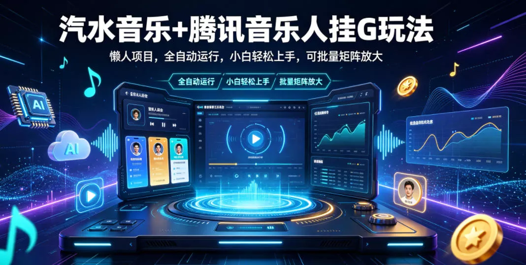 汽水音乐+腾讯音乐人挂G玩法，懒人项目，全自动运行，小白轻松上手，可批量矩阵放大【揭秘】网创项目-知识付费-在线课程-自媒体创业-网络副业-优利资源优利资源网