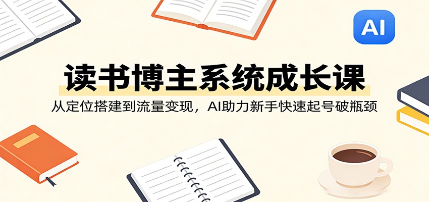 读书博主系统成长课：从定位搭建到流量变现，AI助力新手快速起号破瓶颈网创项目-知识付费-在线课程-自媒体创业-网络副业-优利资源优利资源网