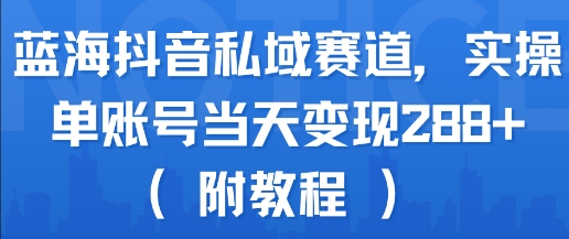 蓝海抖音私域赛道，实操单账号当天变现288+(附教程)网创项目-知识付费-在线课程-自媒体创业-网络副业-优利资源优利资源网