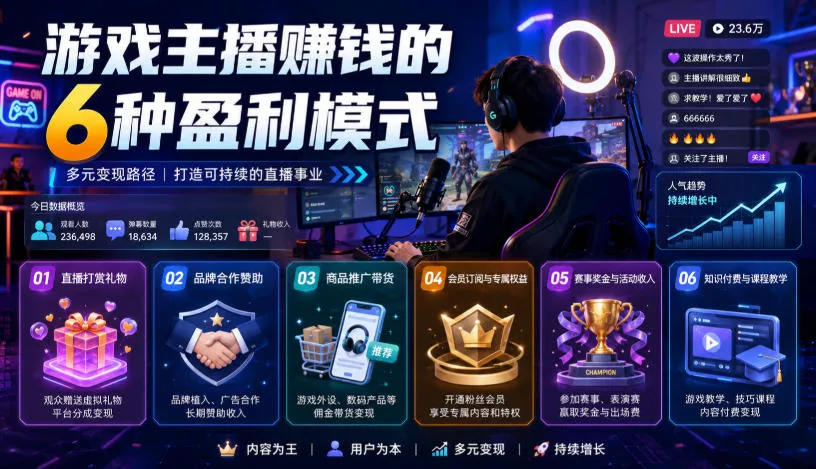 付费文章：游戏主播賺钱的6种盈利模式网创项目-知识付费-在线课程-自媒体创业-网络副业-优利资源优利资源网