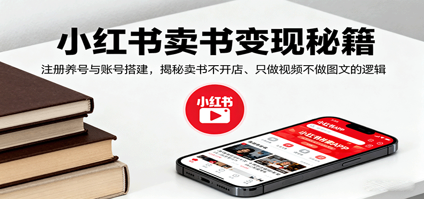 小红书卖书变现秘籍，注册养号与账号搭建，揭秘卖书不开店、只做视频不做图文的逻辑网创项目-知识付费-在线课程-自媒体创业-网络副业-优利资源优利资源网