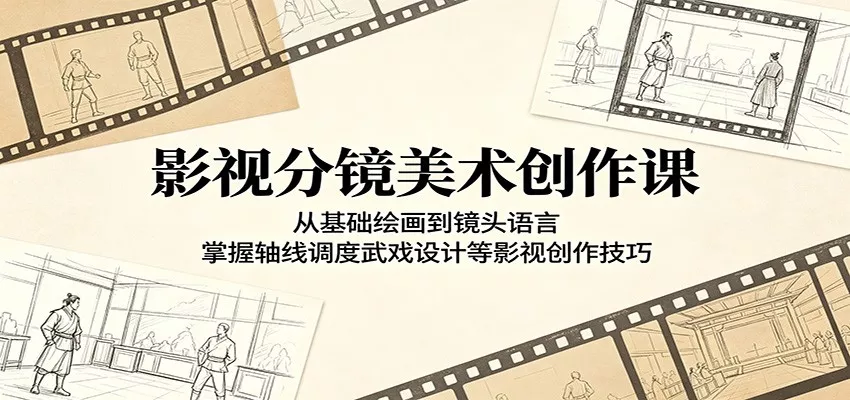 影视分镜美术创作课：从基础绘画到镜头语言，掌握轴线调度武戏设计等影视创作技巧网创项目-知识付费-在线课程-自媒体创业-网络副业-优利资源优利资源网
