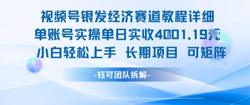 视频号银发经济赛道单账号实操单日实收1k+，小白轻松上手长期项目网创项目-知识付费-在线课程-自媒体创业-网络副业-优利资源优利资源网