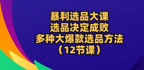 暴利选品大课：选品决定成败，教你多种大爆款选品方法(12节课)网创项目-知识付费-在线课程-自媒体创业-网络副业-优利资源优利资源网