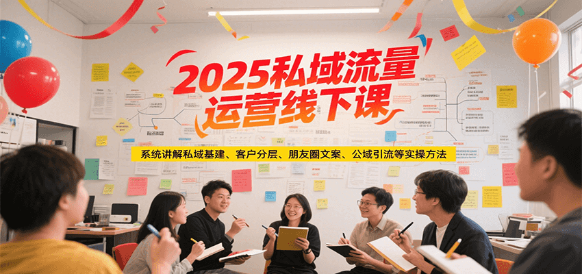 2025私域流量运营线下课，系统讲解私域基建/客户分层/朋友圈文案/公域引流等实操方法网创项目-知识付费-在线课程-自媒体创业-网络副业-优利资源优利资源网