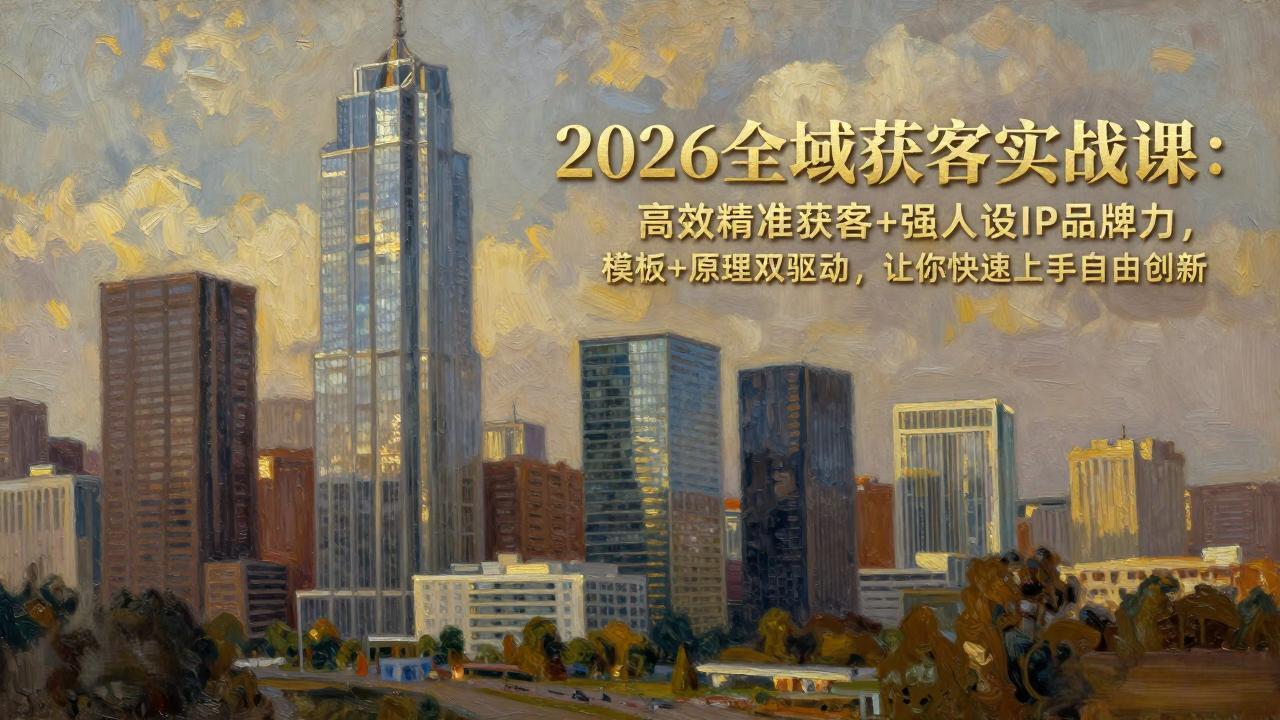 2026全域获客实战课：高效精准获客+强人设IP品牌力，模板+原理双驱动，让你快速上手自由创新网创项目-知识付费-在线课程-自媒体创业-网络副业-优利资源优利资源网