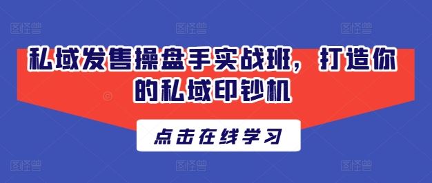 私域发售操盘手实战班，打造你的私域印钞机网创项目-知识付费-在线课程-自媒体创业-网络副业-优利资源优利资源网