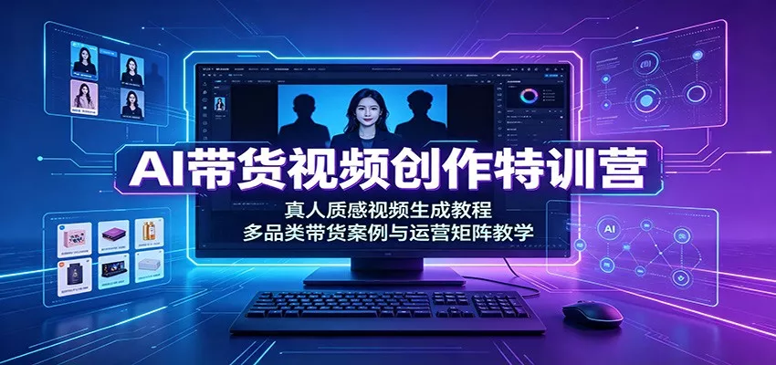 AI带货视频创作特训营：真人质感视频生成教程，多品类带货案例与运营矩阵教学网创项目-知识付费-在线课程-自媒体创业-网络副业-优利资源优利资源网