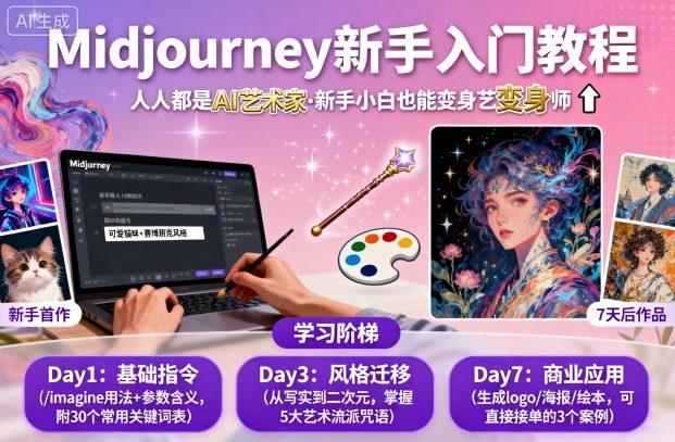 midjourney新手入门教程：人人都是AI艺术家，新手小白也能变身艺术大师网创项目-知识付费-在线课程-自媒体创业-网络副业-优利资源优利资源网