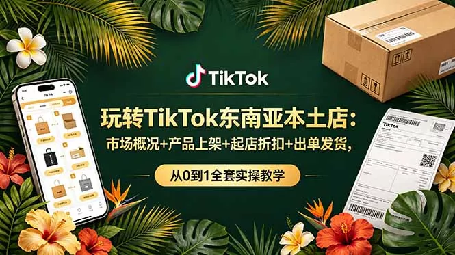 玩转TikTok东南亚本土店：市场概况+产品上架+起店折扣+出单发货，从0到1全套实操教学网创项目-知识付费-在线课程-自媒体创业-网络副业-优利资源优利资源网