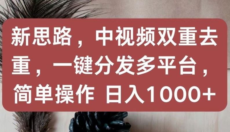 新思路，中视频双重去重，一键分发多平台，简单操作，日入1000+【揭秘】网创项目-知识付费-在线课程-自媒体创业-网络副业-优利资源优利资源网
