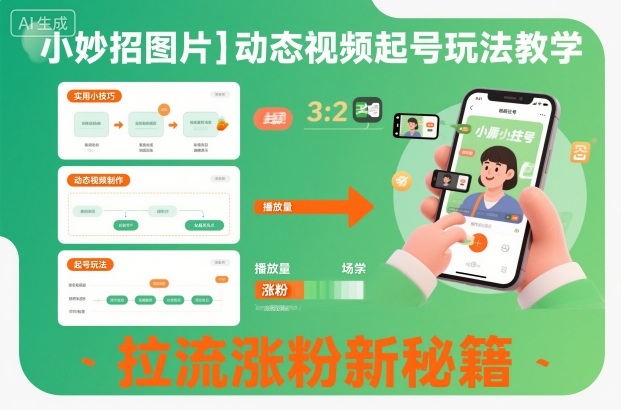 小妙招图片＋动态视频起号玩法教学，拉流涨粉新秘籍网创项目-知识付费-在线课程-自媒体创业-网络副业-优利资源优利资源网
