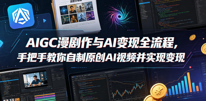 AIGC漫剧创作与AI变现全流程，手把手教你自制原创AI视频并实现变现网创项目-知识付费-在线课程-自媒体创业-网络副业-优利资源优利资源网
