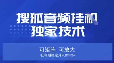 【搜狐音频挂G】独家技术，可矩阵可放大，红利期稳定月入8k【揭秘】网创项目-知识付费-在线课程-自媒体创业-网络副业-优利资源优利资源网