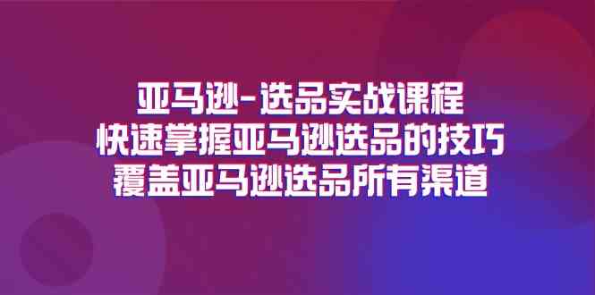 亚马逊选品实战课程，快速掌握亚马逊选品的技巧，覆盖亚马逊选品所有渠道网创项目-知识付费-在线课程-自媒体创业-网络副业-优利资源优利资源网