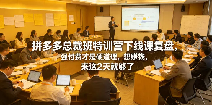 拼多多总裁班特训营下线课复盘，强付费才是硬道理，想賺钱，来这2天就够了网创项目-知识付费-在线课程-自媒体创业-网络副业-优利资源优利资源网